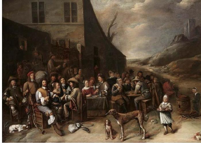 Gillis van Tilborgh Outside a Tavern China oil painting art